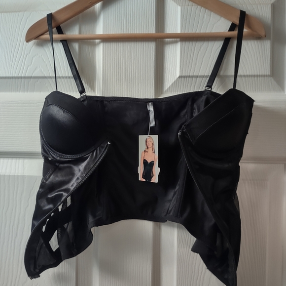 NWT - Body Rage Microfiber and Mesh Black Bustier Size Small - Picture 3 of 8
